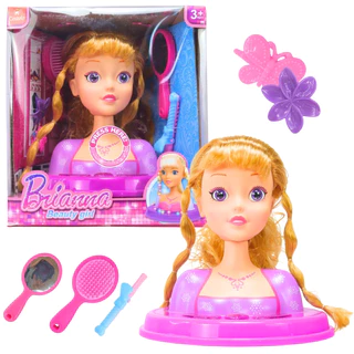 Boneca Busto Brianna Roxo Pentear Cabelo Salão Luz e Som - Castela