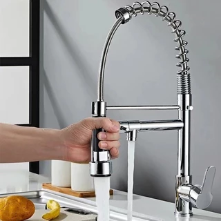 Torneira Cozinha Gourmet Monocomando Com Spray Extensor Prata superior Tubo de água flexível para ajustar