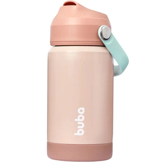 Copo Térmico Parede Dupla c/ Canudo Silicone 360ml - Bege - Buba