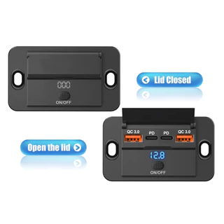 Display De Tensão RV Tomada USB Dupla QC3.0 A & C Portas Painel Carregamento Com Interruptor Para 12V/24V Carro Barco Ca