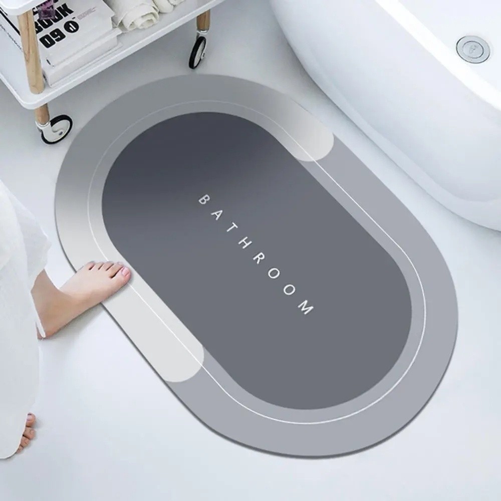 Tapete Oval Multifuncional Para Banheiro Absorção Rápida, Antiderrapante