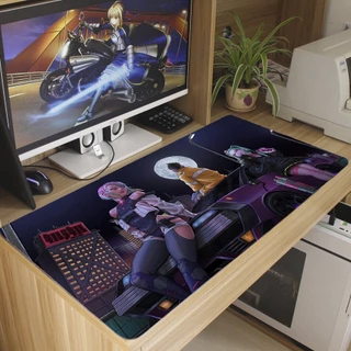 Mouse Pad Cyber Pun Gamer Antiderrapante Grande Diversas Estampas Personalizado 80x35 cm borda costurada