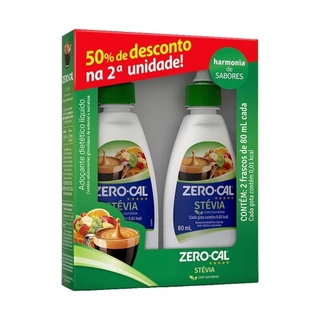 Adoçante Zero-Cal Stevia 80ml - Embalagem com 2 Unidades em Oferta na Shopee