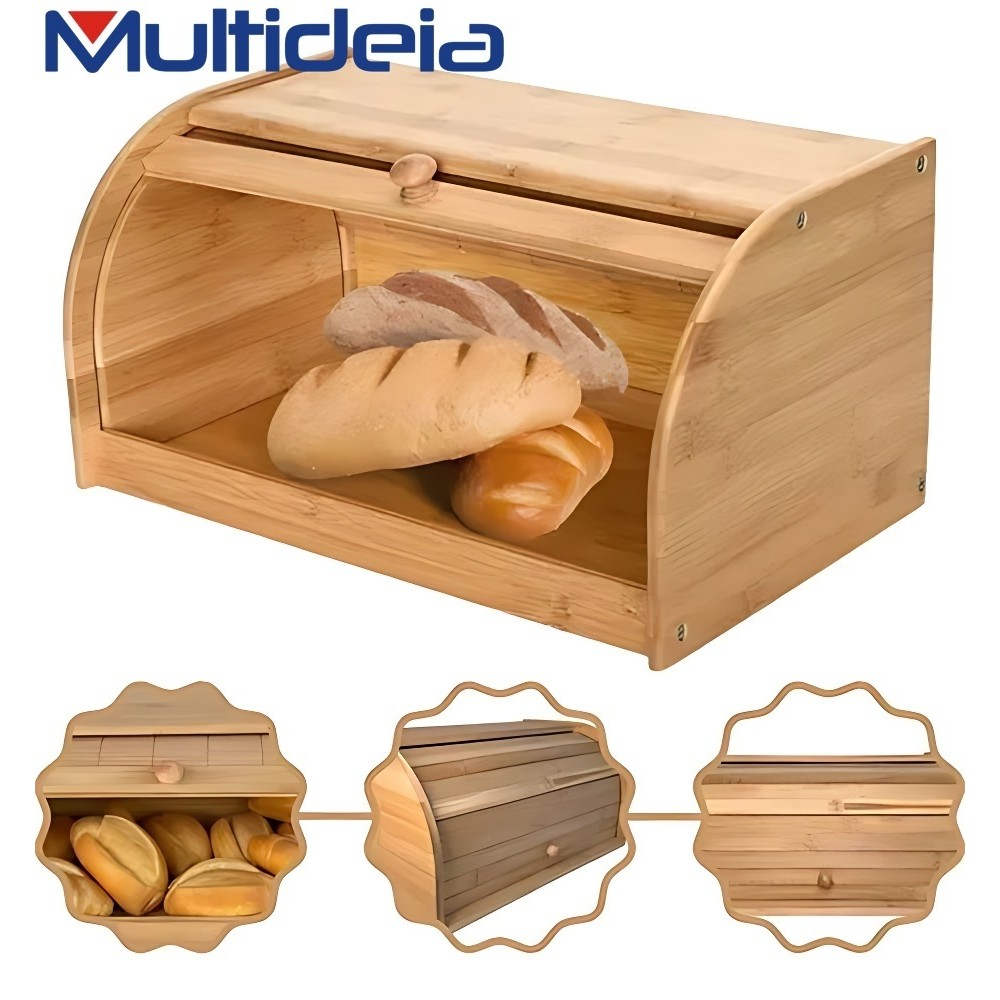 Porta Pão Em Bambu Armazenamento Cesta Para Pães E Bolos