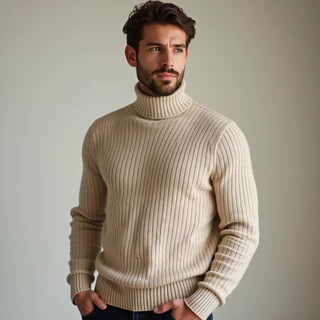Suéter Gola Alta Masculino Manga Longa Camiseta Bege Branca Preta