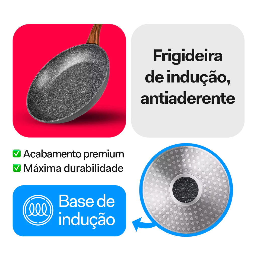 Panela Frigideira Antiaderente 24cm 26cm 28cm De Cerâmica Premium