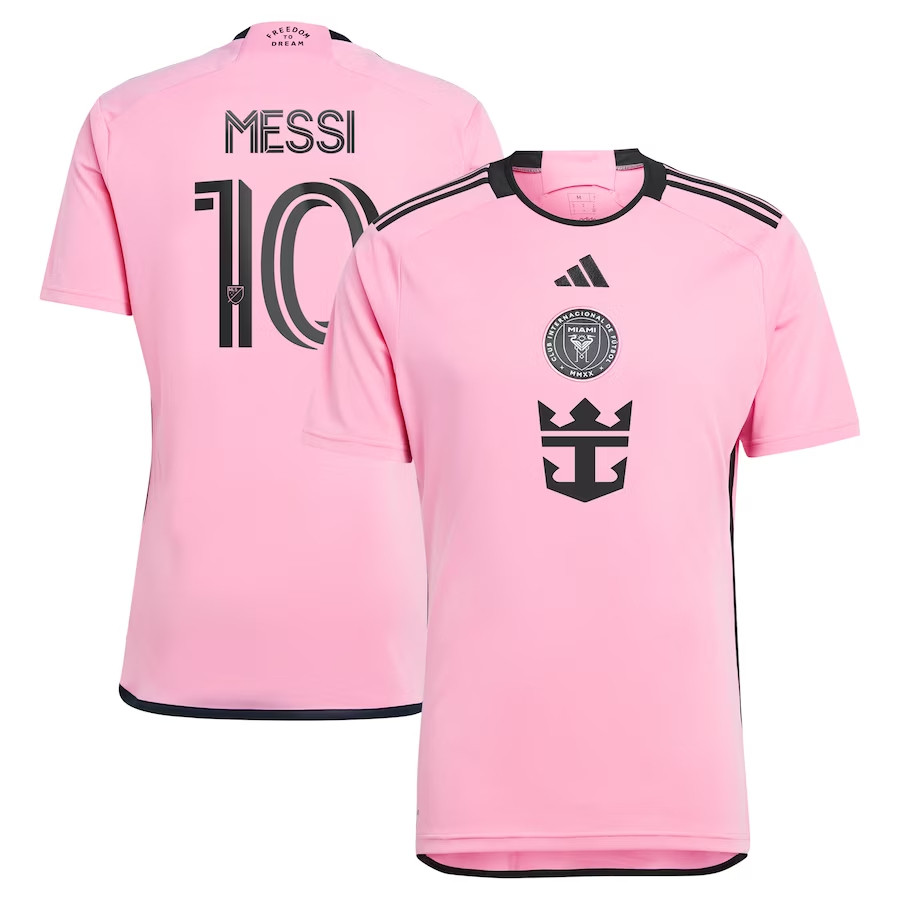 Camisa De Futebol Masculina Adulta Rosa messi Inter Miami Home 2024 ...