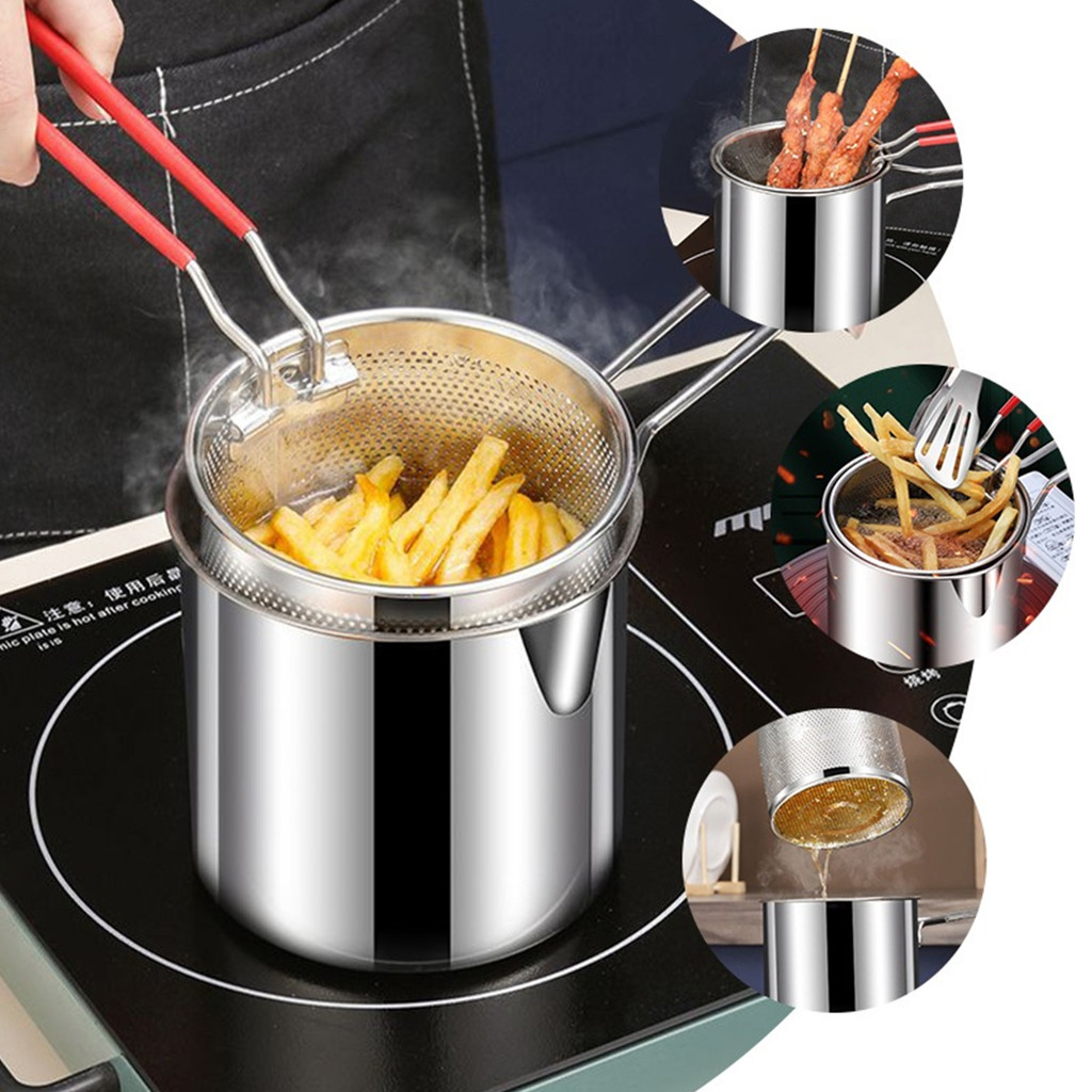 Ssd Frigideira Profunda Fritadeira De Cozinha Com Filtro De Aço Inoxidável Tempura Pan Fritar Pote Frango Frito Cozinhar