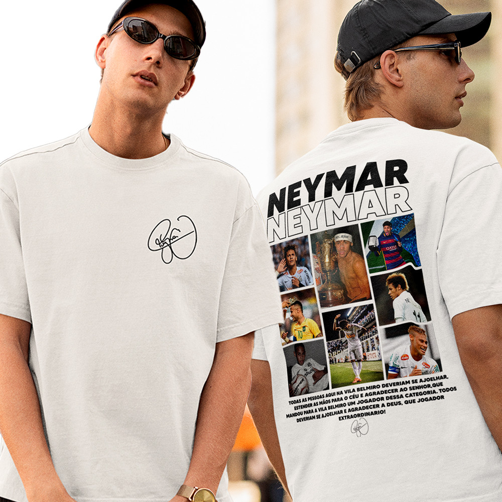 Camiseta Neymar Menino Ney Camisa Básica Personalizada Unissex Algodão 30.1 Premium