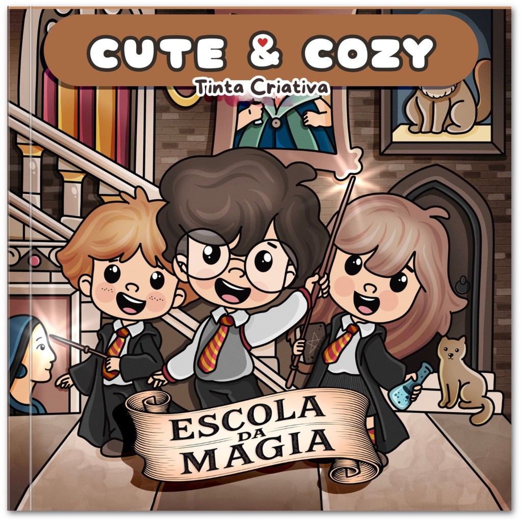 Livro De Colorir Escola da Magia - Inspiração Harry Potter Coloring Book - Estilo Bobbie Goods - Tinta Criativa