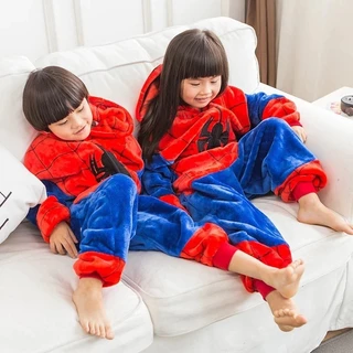 Crianças Meninos Pijamas De Flanela Moda Desenho Animado Cosplay Roupas Com Capuz De Inverno em Oferta na Shopee