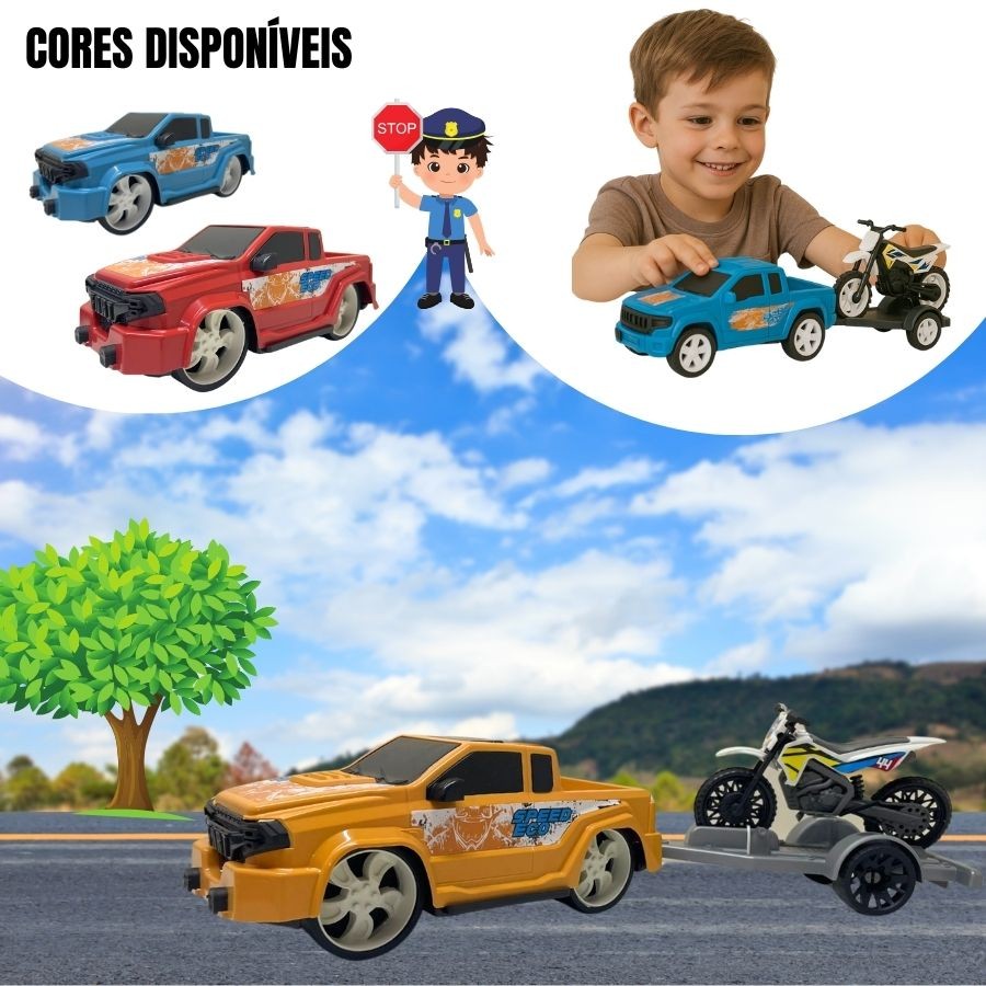 Carro Carretinha Carrinho Brinquedo Moto Trilha Infantil Menino