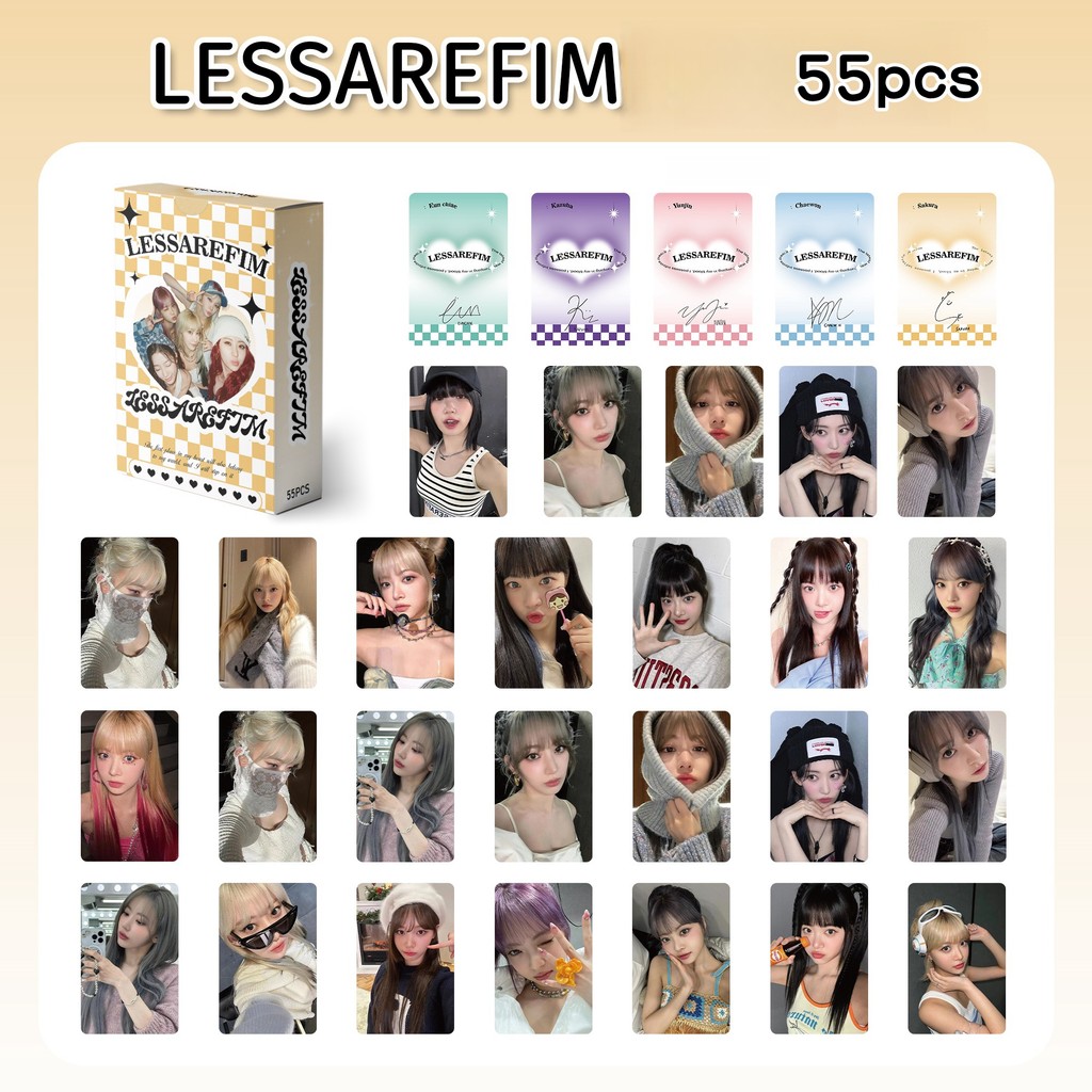 50-119pcs LE SSERAFIM Laser HOLOGRAPHIC LOMO Cards EASY