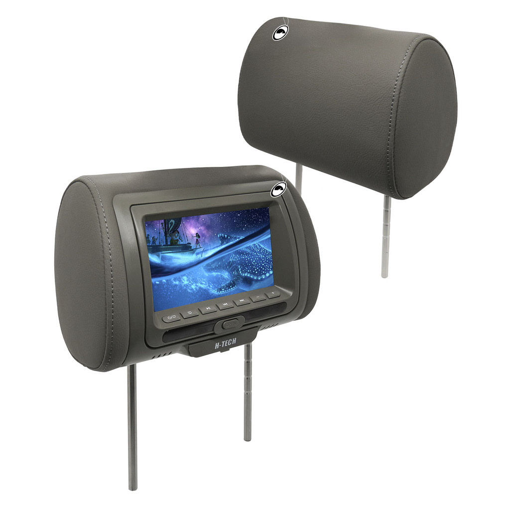 Encosto De Cabeça H-Tech Cinza com Leitor de DVD Universal Tela LCD 7 ...