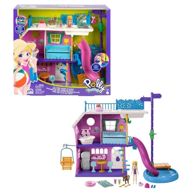Boneca Articulada Polly Pocket Playset Casa do Lago da Polly Com Boneca ...