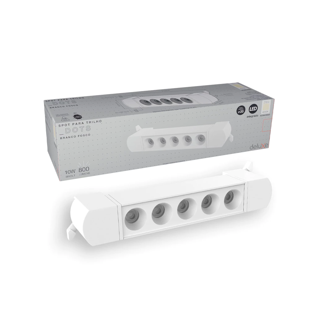 Spot Led Trilho Authentic Dots 10w 4000k Branco Fosco Deluxe