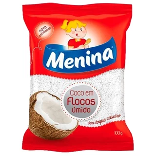 Coco em Flocos Menina Úmido Adoçado 100g - Embalagem com 24 Unidades em Oferta na Shopee