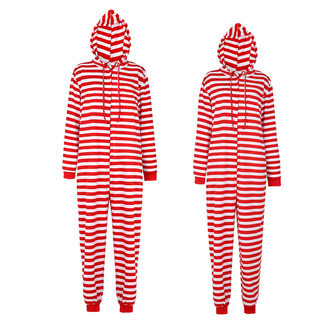 Macacão De Casal Plus Size Pijama De Natal Listrado Vermelho E Branco ...
