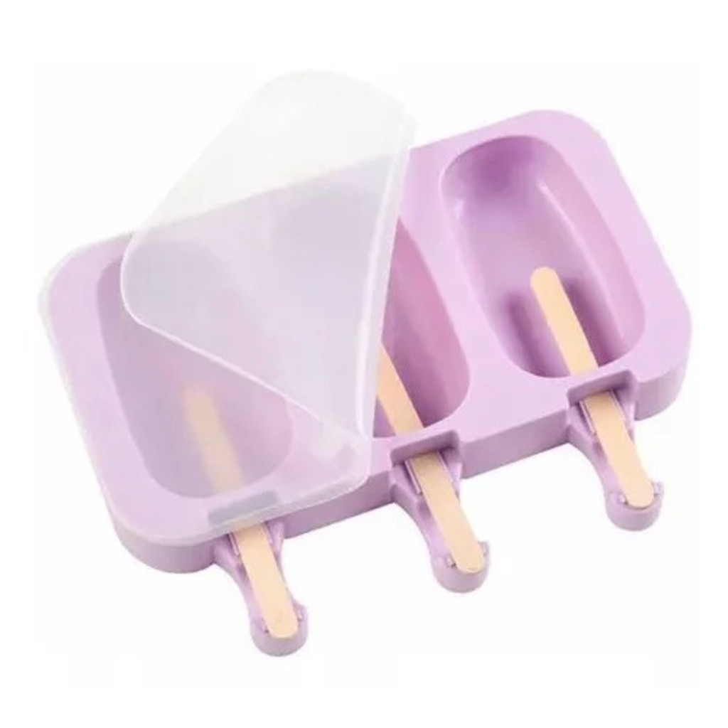 Forma Sorvete Silicone Para Picolé C/ 50 Palitos Festa