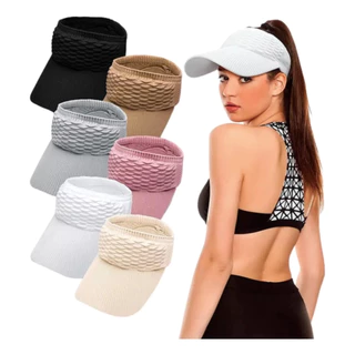 Viseira Feminina de Aba Longa - Tecido Respirável/ UV Protection/ Elastano e Poliéster/ Estilo Casual/ Cor Lisa-WYL em Oferta na Shopee
