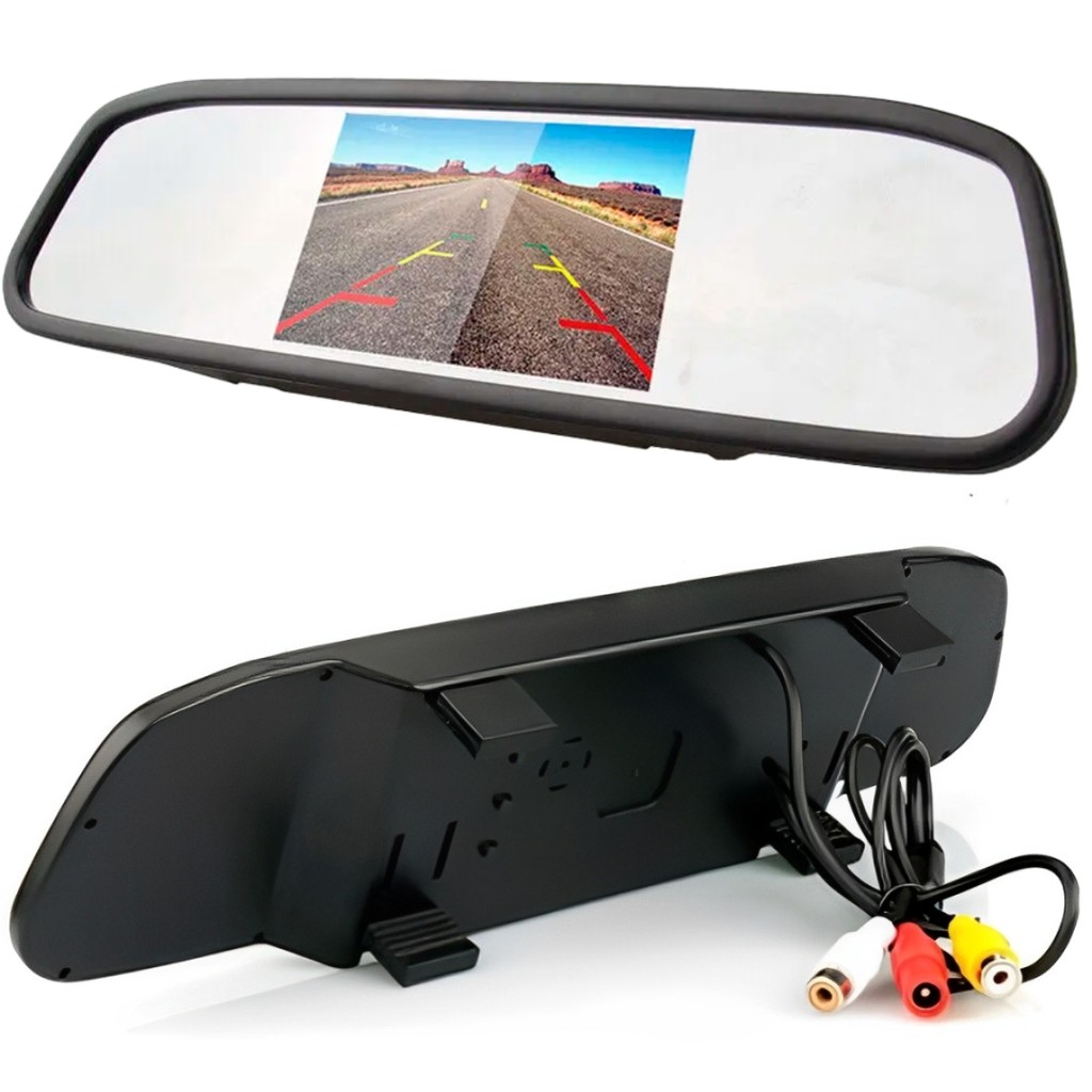 Retrovisor Espelho Monitor Visor Com Tela 4,3 Para Câmera Ré Rs520br ...