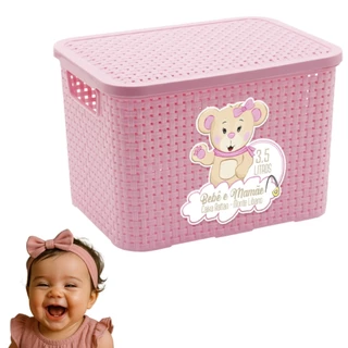 Caixa Infantil Bebê Mamãe Organizadora 3,5L Rosa Resistente em Oferta na Shopee