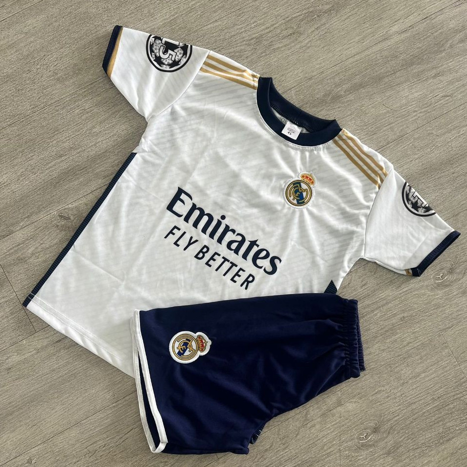 24/25 Real Madrid Branco Vini Jr. Kit Short + Blusa Uniforme de Futebol FRETE GRÁTIS ENVIO IMEDIATO