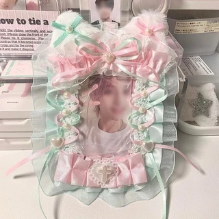 3 Polegada/2r Fita Arco Lolita Renda Photocard Titular Kpop Ídolo Exibição Cartão Manga De Pelúcia Saco Presente Da Meni