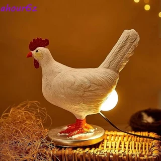 Lâmpada LED De Simulação De Frango AHOURZ , Estátua Luminosa De Ovo De Galinha De Desenho Animado , De Resina De Base Es