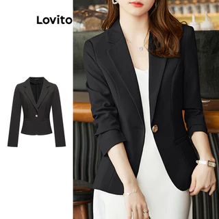Lovito Blazer Casual Blazer De Botão Liso Para Mulheres L98AD160 em Promoção na Shopee Lovito Blazer Casual Blazer De Botão Liso Para Mulheres L98AD160