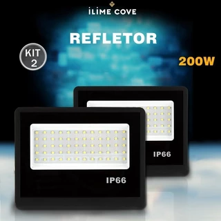 Kit 2 Refletor LED 200W Holofote Bivolt Super Brilhante e Econômico IP66 à Prova d