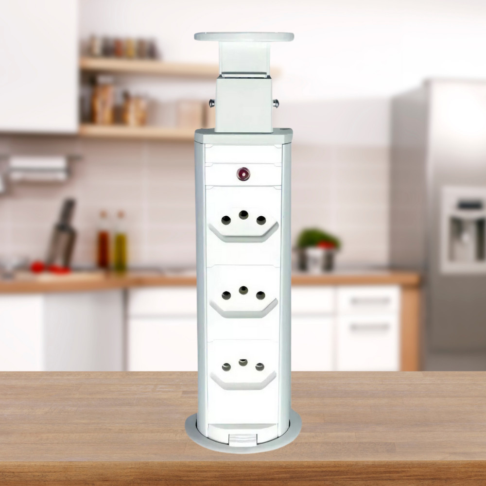 Torre 3 Tomadas Multiplug Bivolt 20A Branca Renna Totem de Tomadas ...