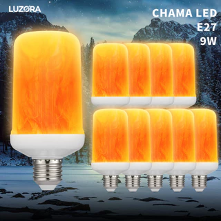 KIT 3 a 10 Lâmpada Led com Efeito de Chama Fogo Flame Bulb E27 Bivolt 9W Simulada Da Natureza Flicker