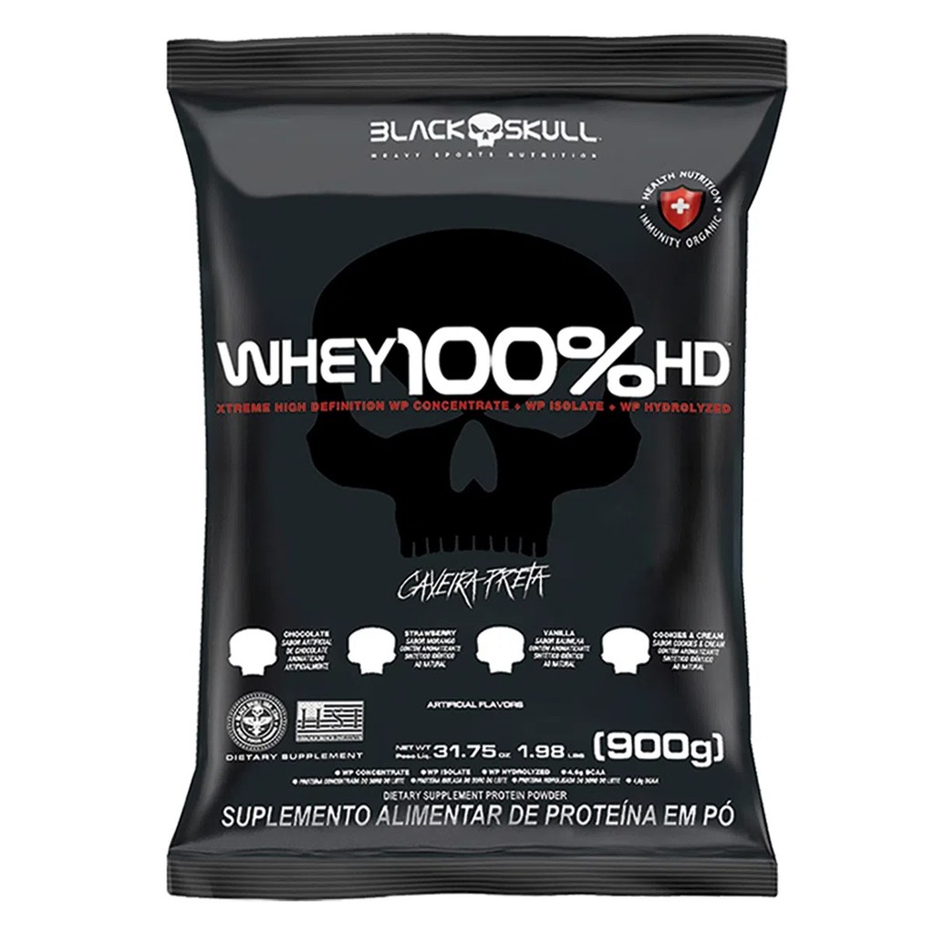 Refil Whey 100% HD Cookies Cream 900g - Black Skull