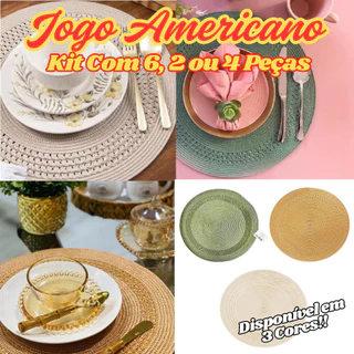 Kit Jogo Americano Com 6 4 Ou 2 Peças 38Cm Descanso De Mesa Jantar Flexível Elegante E Rústico em Oferta na Shopee