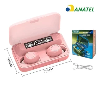 Fone De Ouvido bluetooth 5.1 M10 Sem Fio tws Estéreo Com Pod Carregador ROSA Marisa em Oferta na Shopee