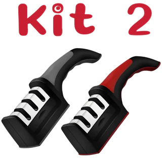 Kit 2 Afiador de facas profissional de aço inoxidável nível 3 Afiador de facas de cozinha em Oferta na Shopee