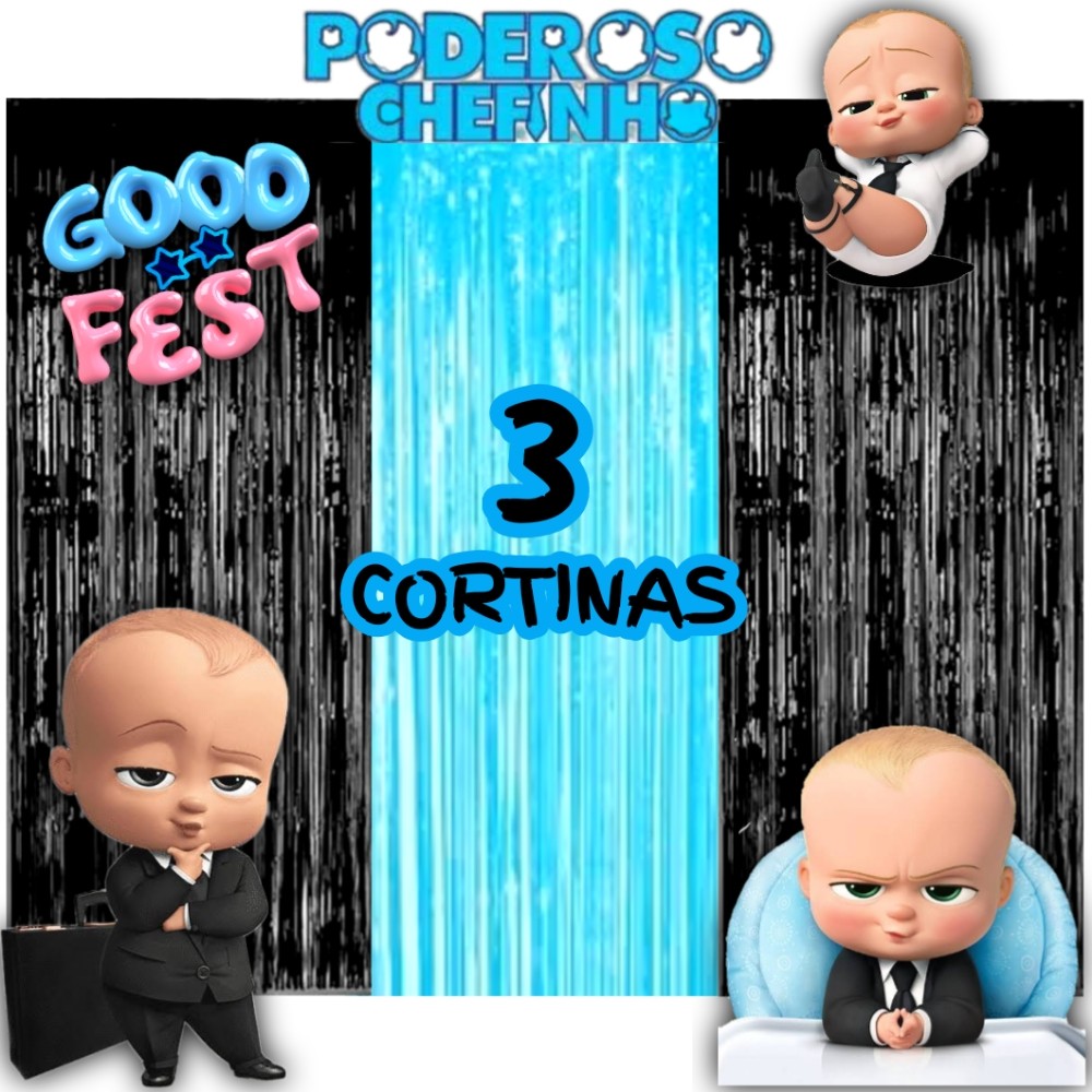 kit:3 Cortina Metalizada PODEROSO CHEFINHO Decoração, Festa ...