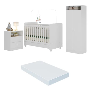 Quarto Infantil Completo Com Colchão Incluso Ariel Multimóveis Branco em Oferta na Shopee