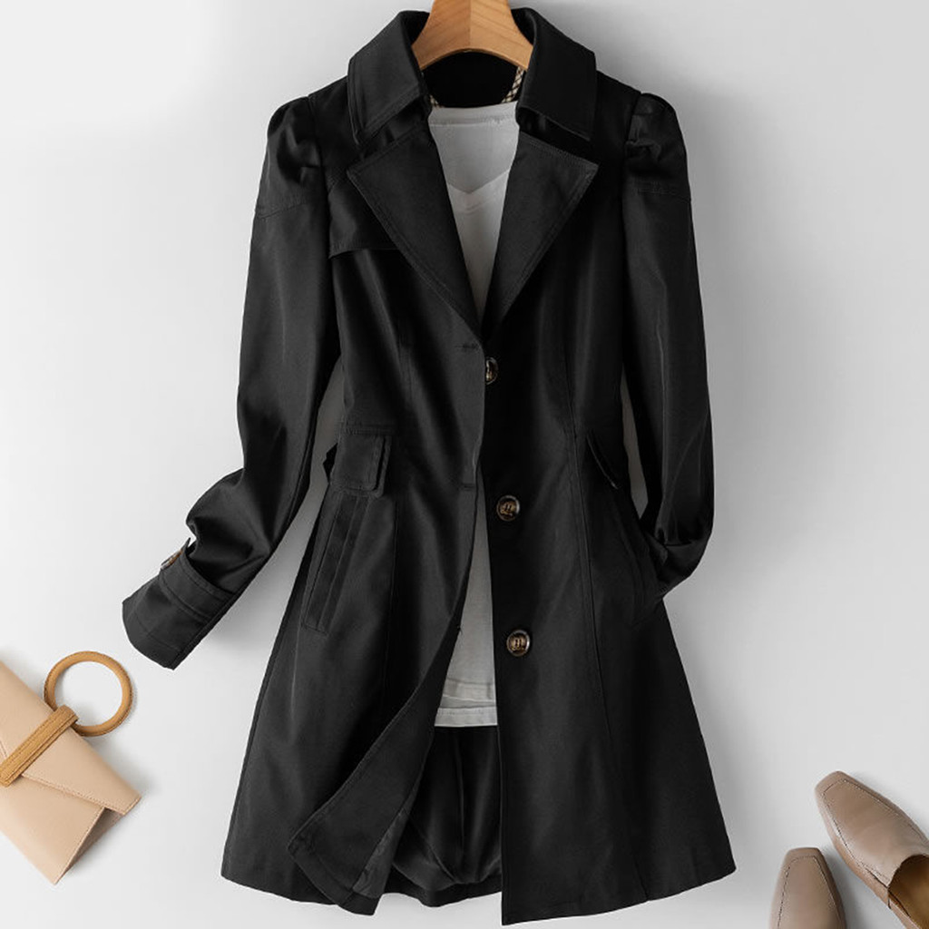 Women's Slimming Mid-Length Lapel Trench Coat