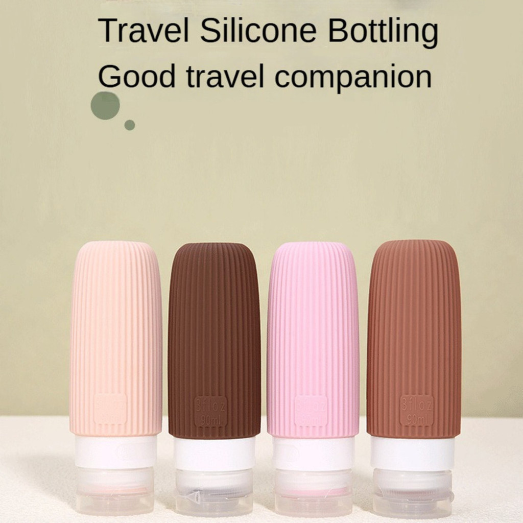 Kit 4 Garrafas De Silicone Dispensadoras Portáteis 90ml Para Viagens.