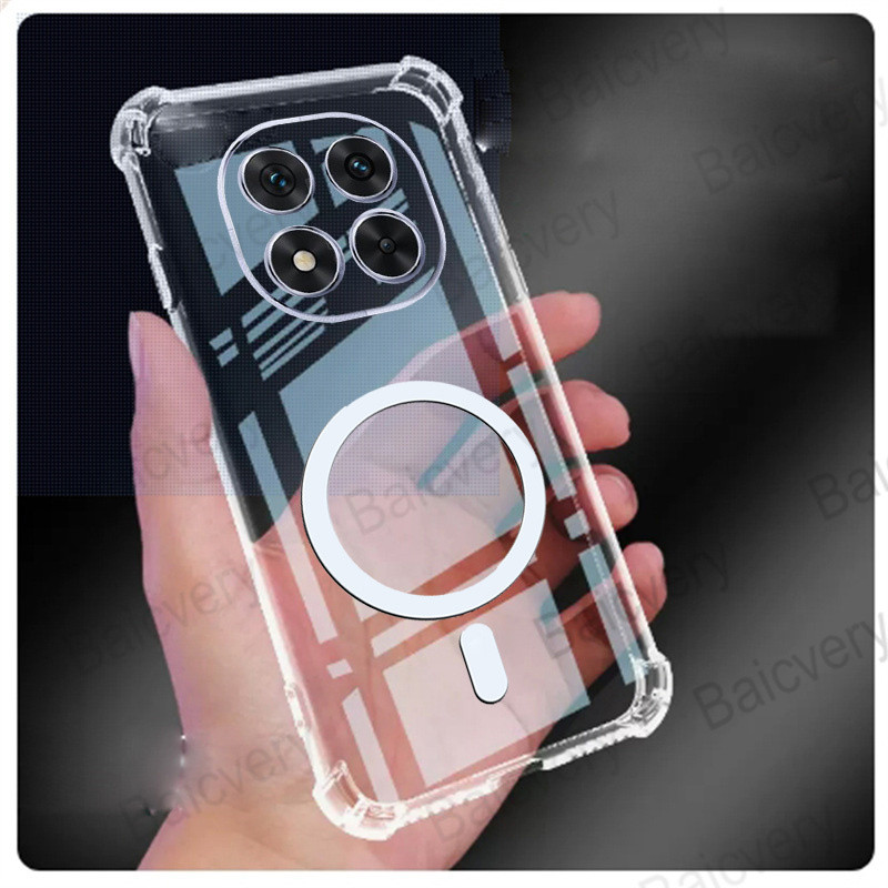 Capa De Telefone Para Redmi Note 14 Pro + Plus 5G Macia TPU Suporte Transparente Carregador Magnético Sem Fio