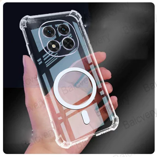Capa De Telefone Para Redmi Note 14 Pro + Plus 5G Macia TPU Suporte Transparente Carregador Magnético Sem Fio