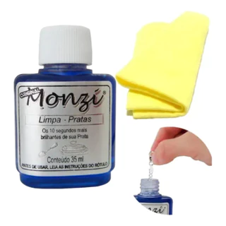 Kit 1 Monzi 35 Ml Limpa Prata 1 Flanela Magica Original 925 em Oferta na Shopee