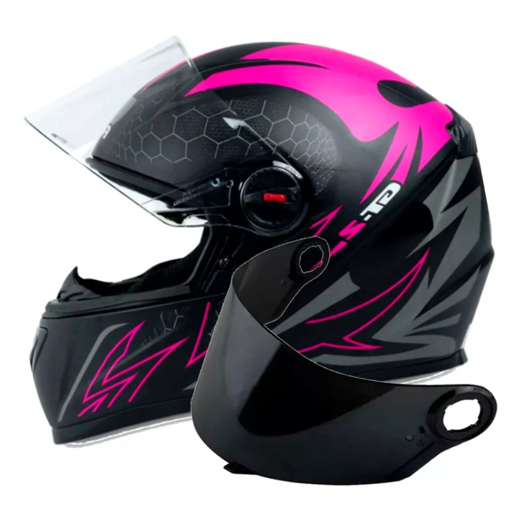 Capacete feminino Fw3 Gt2 preto fosco Plus viseira de fumaça