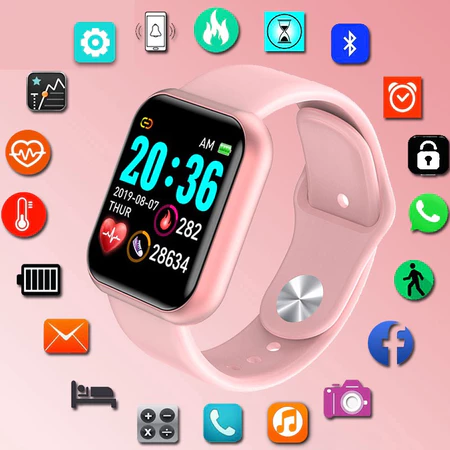 Smartwatch D20 Relógio Inteligente y68 Esportivo Bluetooth Android iOS Com foto Na Tela