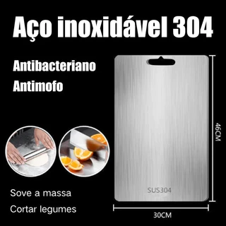 Tábua De Corte 304 Aço Inoxidável Antibacteriana À Prova De Mofo 46cm x 30cm tábua de cozinha