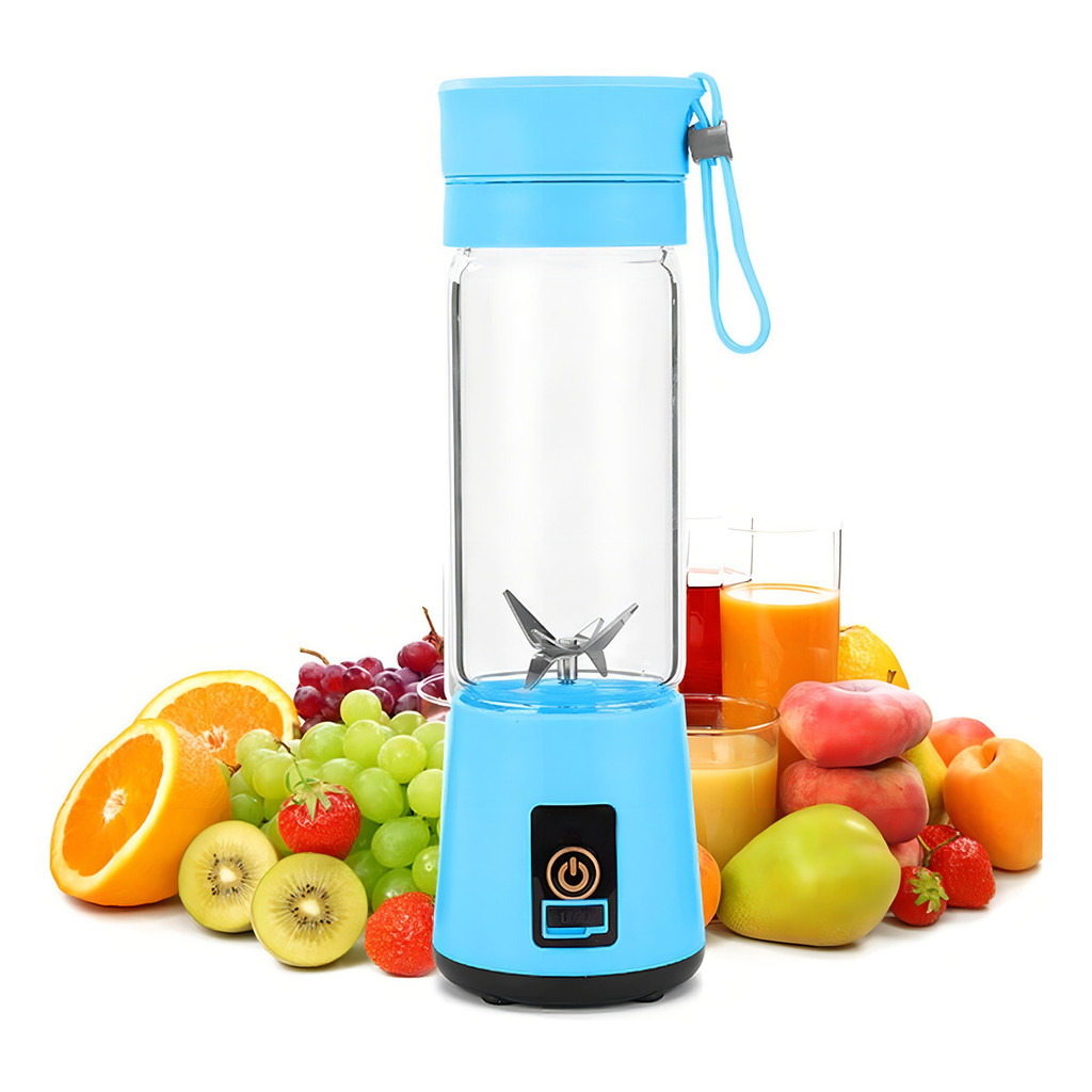 Mini Liquidificador Portatil Individual Potente Processador Cor Azul ...