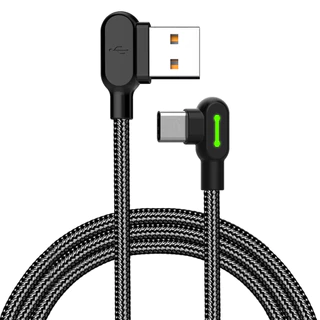 Cabo Carregador p/ Android Tipo C 0,5m 50cm 90° Led Mcdodo