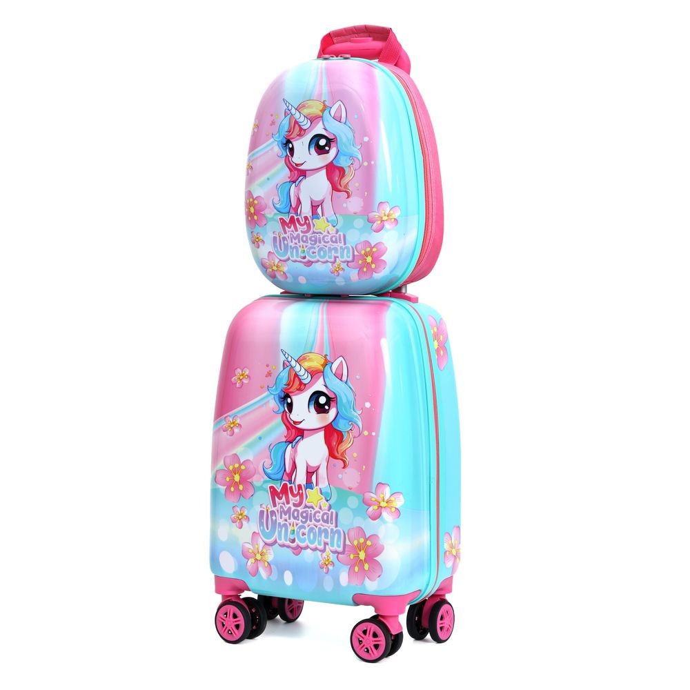 Kit Mala Escolar + Mochila Infantil ABS Policarbonato 360°